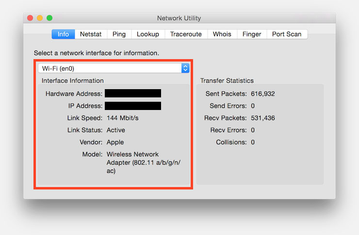 name of the program to wirless connections for mac os x